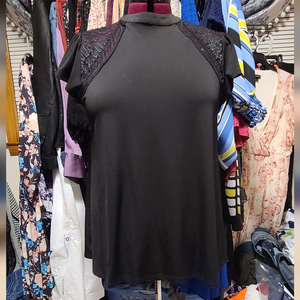 Elegant Black Top with Lace Details
